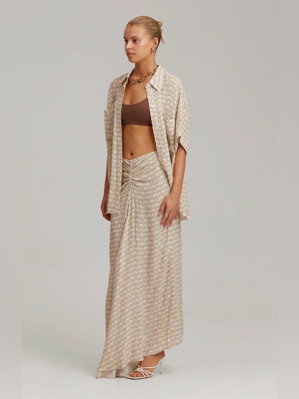 C/MEO Collective Sincerely Chain-Link Print Skirt